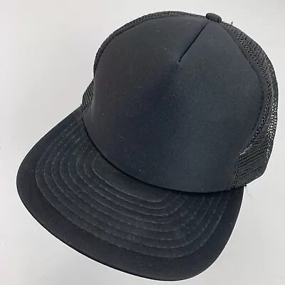 R&R Blank Black Trucker Ball Cap Hat Snapback • $14.99