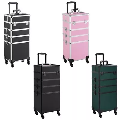 $93.99 • Buy 4 In 1 Professional Makeup Train Case Rolling Cosmetic Trolley Beauty Travel Box