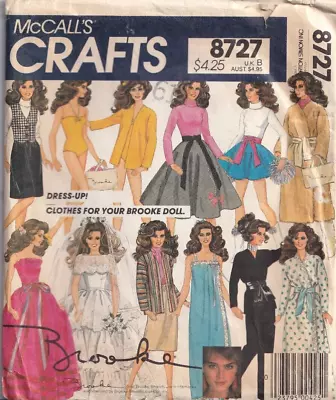 Vintage McCall's Crafts Pattern 8727 Brooke Shields 11 1/2  Doll Clothes • $5.99