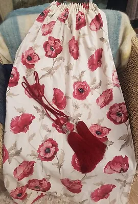 £29.99 • Buy Laura Ashley Freshford Cranberry Poppy Curtains With Tie Backs Red Floral