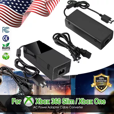 For Microsoft Xbox One/ 360 Slim 360S Power Supply AC Adapter Charger Power Cord • $16.89