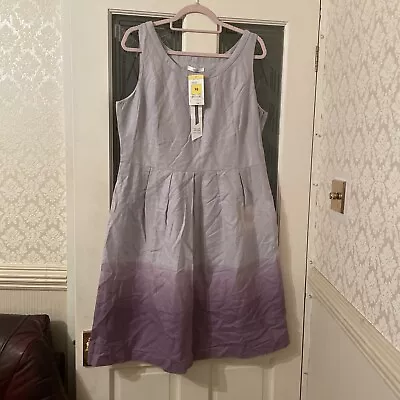 Lovely Marks And Spencer Lilac Graded Fit Flare Linen Dress 16 New Tags • £5