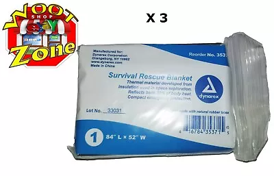 3 Pieces - Dynarex Survival Rescue Blanket - Lot Model Number 3537 - Brand New • $7