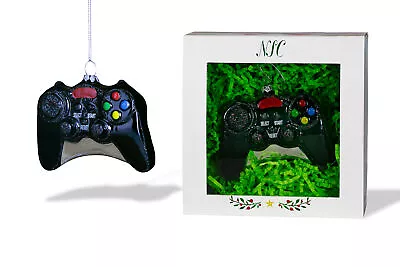 North Star Christmas | Black Video Game Controller Glass Ornament | Entertainmen • $14.99