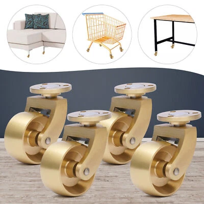 $34.20 • Buy 4*Gold Heavy Duty Brass Casters With Top Plate & Bearing 1.38  Vintage Style NEW