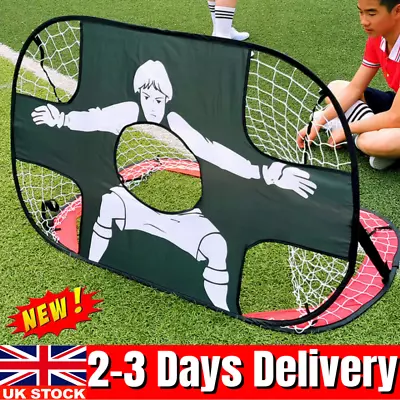 2 In 1 Foldable Football Goals Soccer Target Net Training Goal Portable For Kids • £16.79