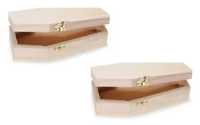 $10.29 • Buy Lot Of 2 ~ Wood Coffin  Box With Hinges - 6 Inches  Unfinished Unpainted