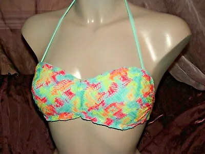 Rainbow Crocheted Halterneck Tie Bikini Top- Primark - Size 8 • £3.95