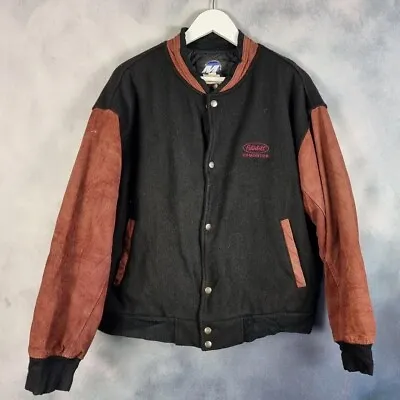 £39.95 • Buy Varsity College Jacket In Black Wool Blend With Red Suede Sleeves M