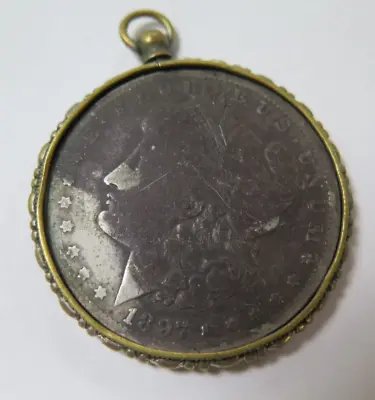 1897-O Morgan Silver Dollar $1 IN Bezel 90% Silver - Estate Jewelry Sale • $45