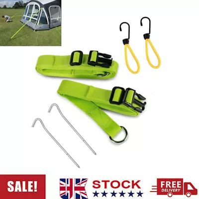 Straps Awning Tie Down Kit For Kampa Dometic Storm Motorhome Caravan Green New • £13.89