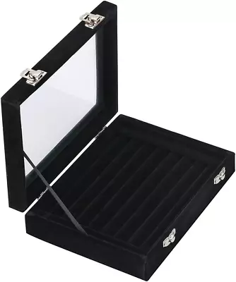 7 Slots Velvet Glass Ring Jewelery Display Storage Box Tray Case Holder Earring  • $17.45
