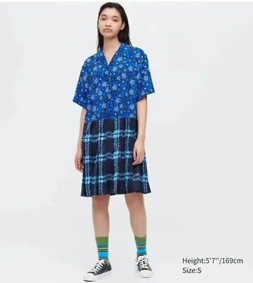 Uniqlo X Marni Open Collar Short Sleeve Pleated Dress Oversized Size S • £27.50