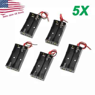 5Pcs Battery Holder Case Box With 4  Wire Leads For 2X Series AA Batteries 3V US • $8.79