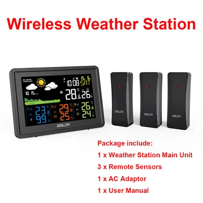 $45.99 • Buy Digital LCD Indoor & Outdoor Weather Station Clock Calendar Thermometer Wireless