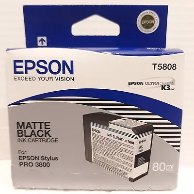 Genuine Epson Stylus Pro 3800/3880 Matte Black Ink  T5808 Exp 9/2010 • $22.99