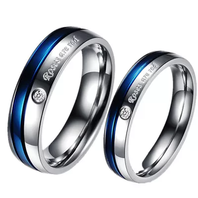 2pc His And Hers Couples Matching Promise Rings Engagement Wedding Ring Band Set • $10.99