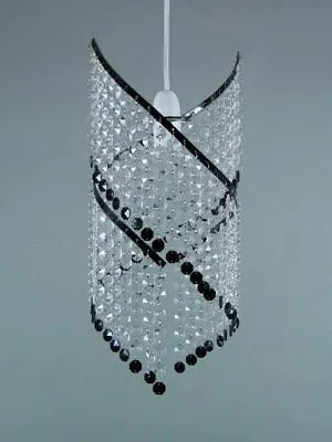 Modern Acrylic Chandelier Spiral Ceiling Light Shade Crystal Bead Droplet Pendan • £19.99