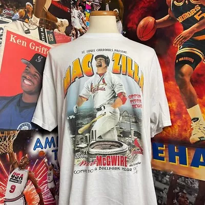 Vintage St. Louis Cardinals Mark McGwire MacZilla Godzilla Movie Promo MLB Tee • $69.99