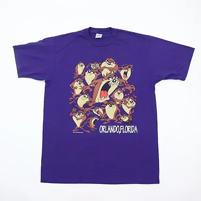 Vintage Velva Sheen Looney Tunes Emotions Of Taz Big Print T-Shirt Purple L • $23.74