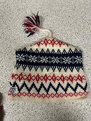 MURRAY MERKLEY Vintage HAND KNIT Ski Hat Beenie Virgin Wool Snowflake • $18.50