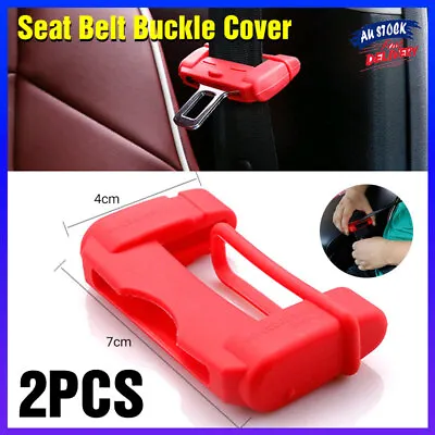 $8.75 • Buy 2PCS Car Accessories Safty Seat Belt Buckle Clip Anti-Scratch Cover Silicone Red