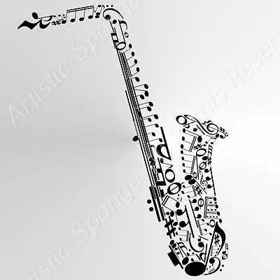 SAXOPHONE SAX MUSIC NOTES Reusable Stencil A3 A4 A5 Craft Walls Decor / Music2 • £2.99