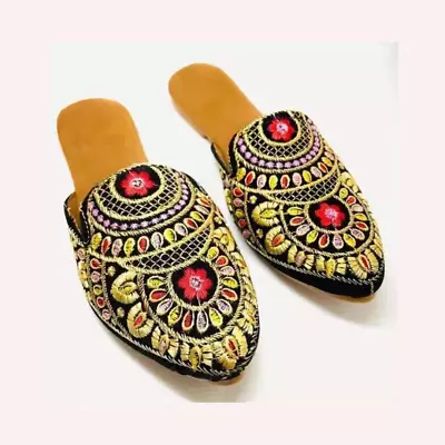 Indian Jutti Bridal Ethnic Mojari Handcrafted Hand Embroidered Wedding Shoes • $27.99