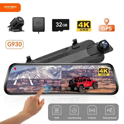 WOLFBOX 10  Smart Car DVR Camera Rear View Backup Mirror Dash Cam GPS Navigation • $79.95