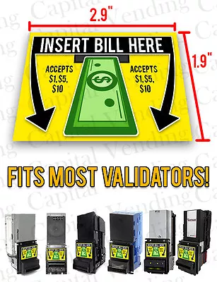 Mars MEI ICT  Insert Bill Here Accepts $1$5$10 Dollar Bill Acceptor Decal • $3.98