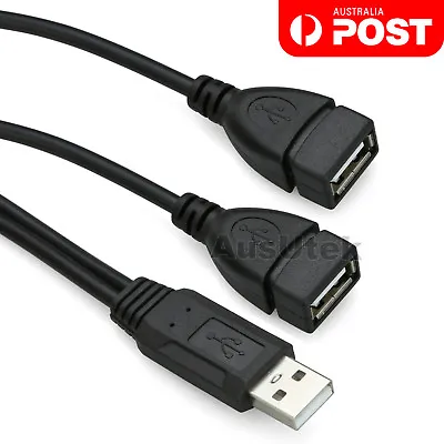 $5.95 • Buy Double USB Extension A-Male To 2 A-Female Y Cable Cord Power Adapter Splitter