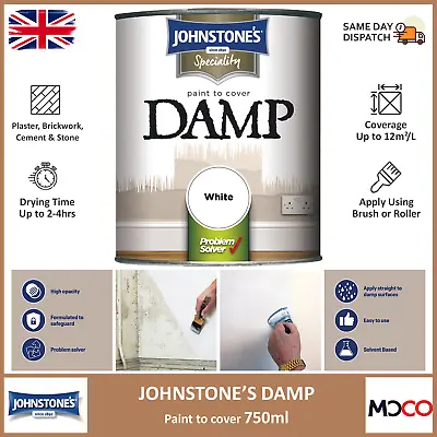 Johnstones Damp Proof Paint For Interior Plaster Stone Brickwork White 750ml • £14.20