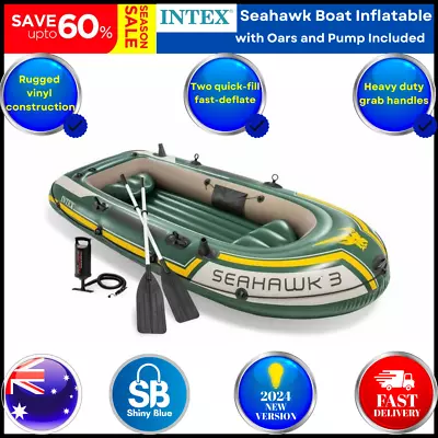 Intex Seahawk Boat Challenger Inflatable Sports 3 Person Oars + Pump River Lake • $159.97