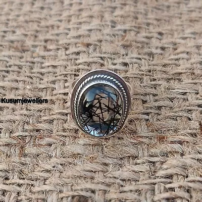 925 Sterling Silver Ring Handmade Black Rutile Quartz Ring Partywear Ring KS601 • $11.10