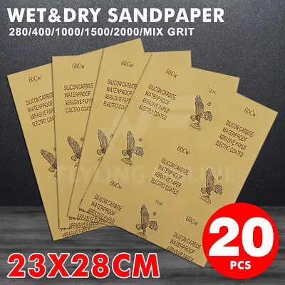 $8.65 • Buy Up To 20X 280~2000Grit Wet Dry Sandpaper Waterproof Sanding Paper Sheet Mixed