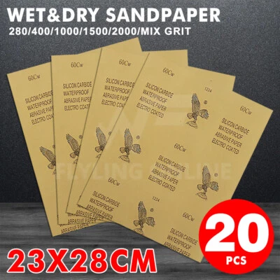 Up To 20X 280~2000Grit Wet Dry Sandpaper Waterproof Sanding Paper Sheet Mixed • $8.65