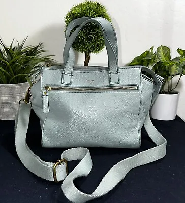 Fossil Satchel Handbag Seafoam Leather Zip Crossbody Bag • $35