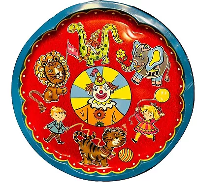 Daher Decorated Ware Metal Tray Vintage Circus Clown Animals Made In England 12” • $20