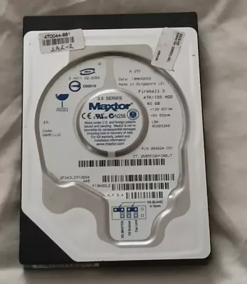 Maxtor ATA/133 HDD 3.5  40GB IDE PATA  (2F040L0) Desktop Hard Drive • £12.50