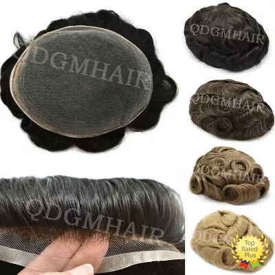 Mens Toupee Full French Lace Hairpiece All Lace Hair Replacement System Natural • $217.55