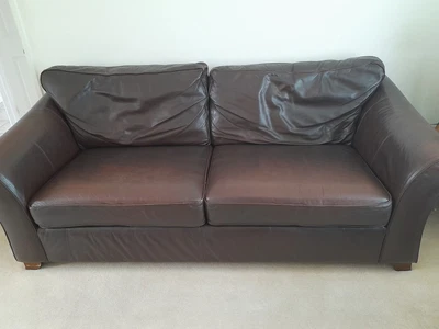 £50 • Buy Marks And Spencer (M&S) 'Abbey' Large Brown Leather Sofa