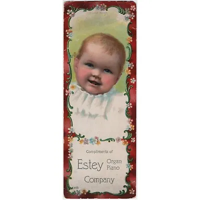 Antique 1909 Estey Organ Piano Bookmark Baby Vtg. Infant Advertising Trade Card • $12.95