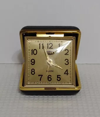 Vintage Elgin Santa Fe Railroad Travel Alarm Clock Works! RR Advertising Japan • $14.99