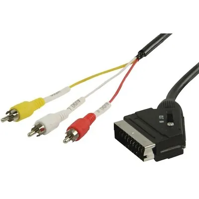 Scart To RCA 3 X Phono Cable IN OUT Switchable Triple Composite Lead Switch NEW • £9.49