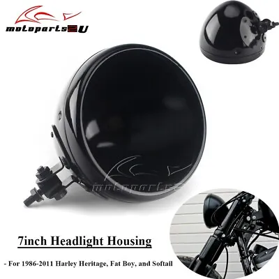 Black 7  Motorcycle Headlight Housing Bucket Shell For Harley Heritage Softail • $48.93