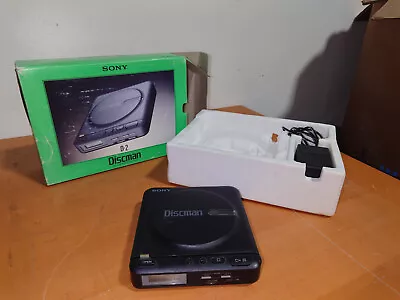 Vintage Sony Discman D-2 Portable CD Player With Box PSU READ DESCRIPTION • $40