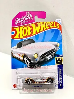 Hot Wheels Barbie HW Screen Time Barbie Grey Ken's 1956 Corvette Long Card NEW • $4.53