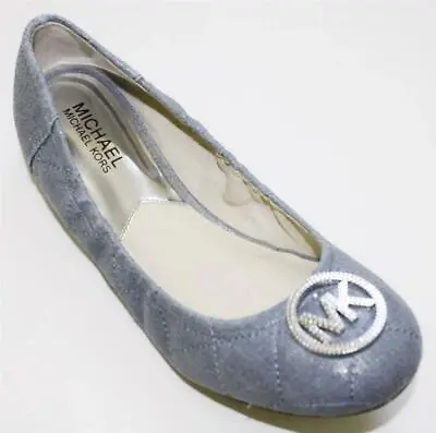 Michael Kors Women's Fulton Quilted Ballerina Blue Leather Flat/Loafer Shoes 6.5 • $139.99