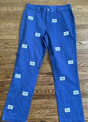 Vineyard Vines Men Sz 32x32 Slim Fit Breaker Pant Fly Fishing Embroidered $125 • $39.99