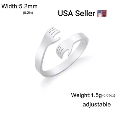 New Vintage Creative Love Hug Ring Men Women Adjustable Gothic Stainless Steel  • $5.99